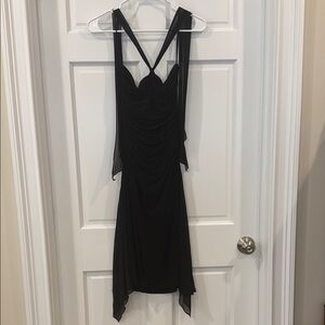 Black Asymmetrical Bodycon Cocktail Dress